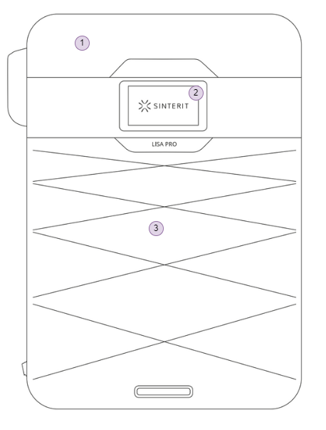 Front side view of the printer